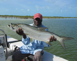 Tarpon on the fly while flyfishing in the Turks and Caicos Islands